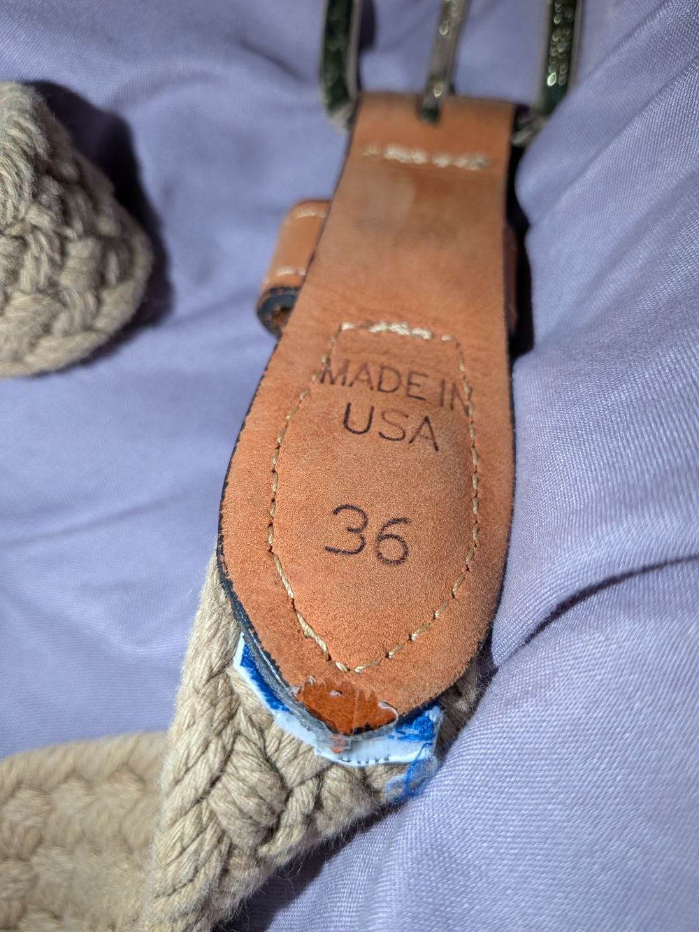 West Marine Braided Canvas and Leather Men’s Belt - Tan Size 36 - Picture 6 of 8